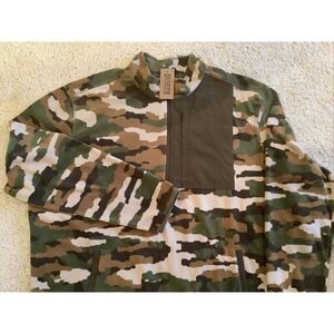 Duluth Trading Men's Checkpoint Fleece Camo 1/4 Zip Mock Size 2XL
